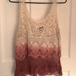 American Eagle Fading Crochet Tank